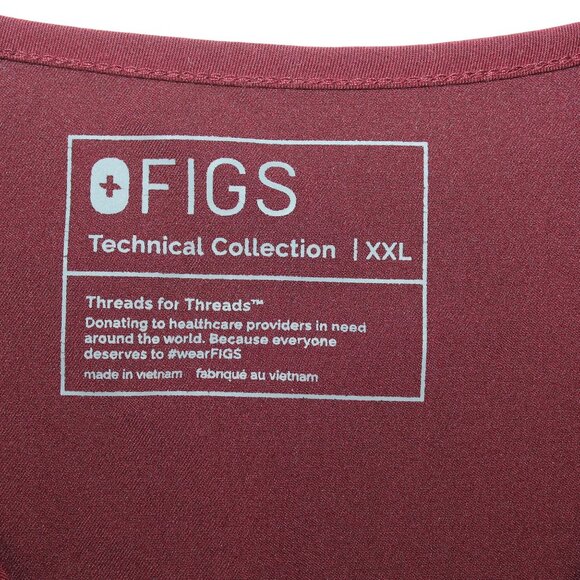 Figs Unisex XXL Catarina One Burgundy Red Front Pocket Medical Scrub Top Nurse - Picture 10 of 11